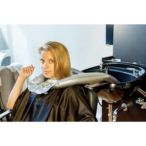 Inflatable Hair Washing Funnel Cape Shampoo Hair In Any Chair Basin SILVER Used